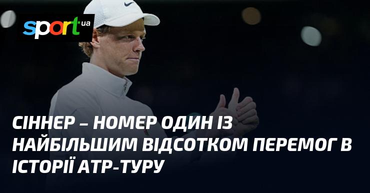 Сіннер займає перше місце за найвищим відсотком виграшів у всій історії ATP-туру.